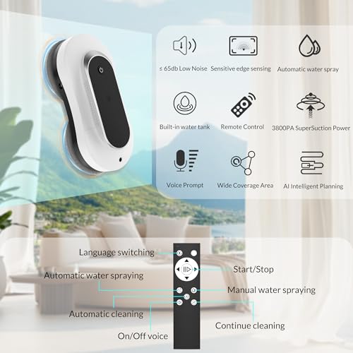 Window Cleaning Robot with Dual Water Spray, 3000Pa Suction Power P5935