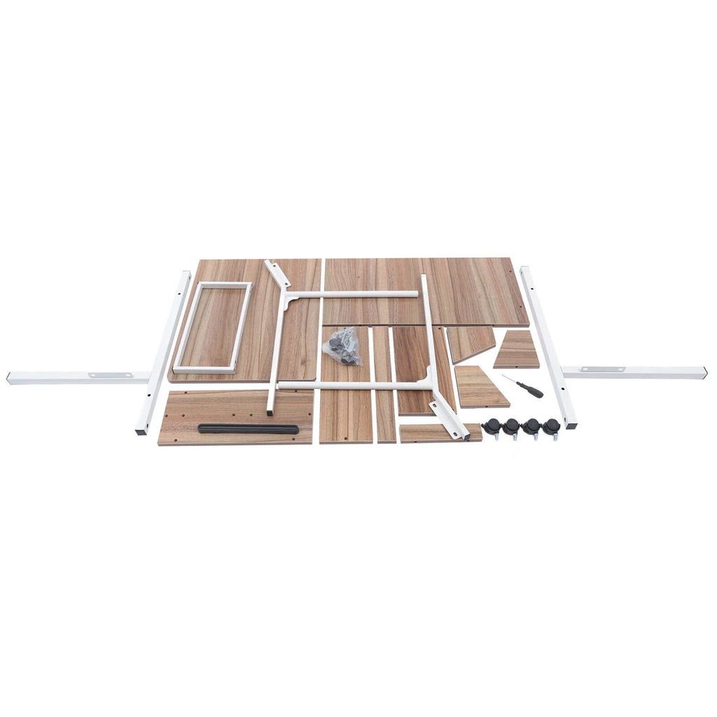 Wooden Bed Side Table with Storage and Wheels Z979947