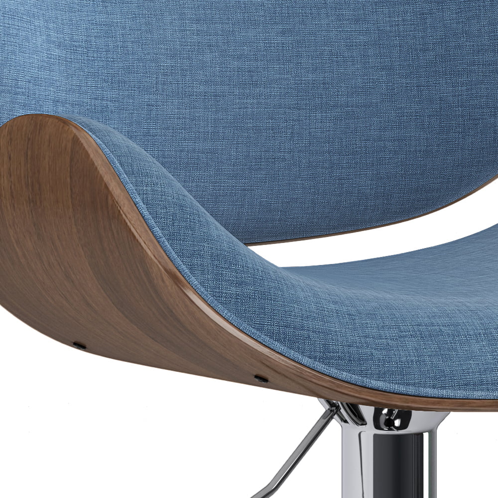 Blue Linen Look Fabric Adjustable Height Bar Stool K324