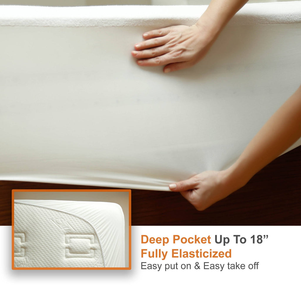 Bamboo Mattress Protector Split Cal King Waterproof L7782