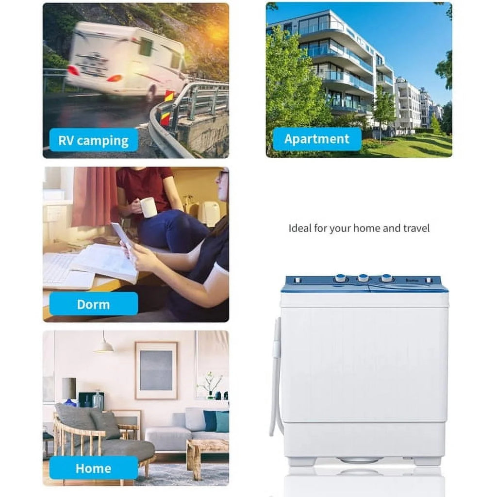 Semi-automatic Twin Tub Washing Machine, White&Blue T459975