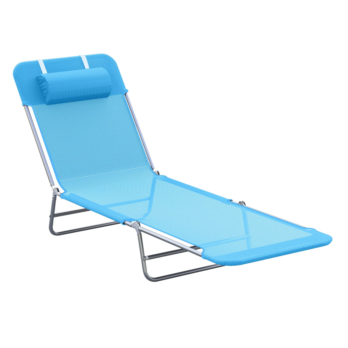 Folding Chaise Lounge Pool Chairs with Pillow, Steel Frame & Breathable Mesh, Black F8452
