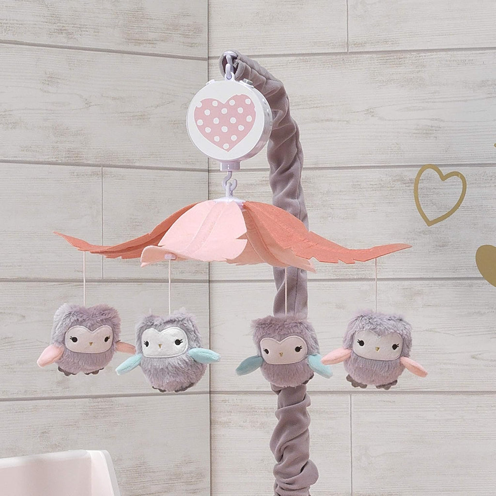 Gray/Pink Musical Baby Crib Mobile Soother Toy P9394