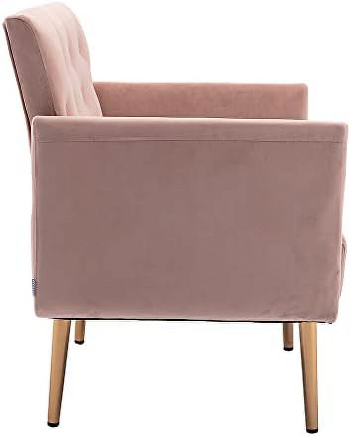 Pink Velvet Single Sofa Arm Chair with Metal Legs R51904
