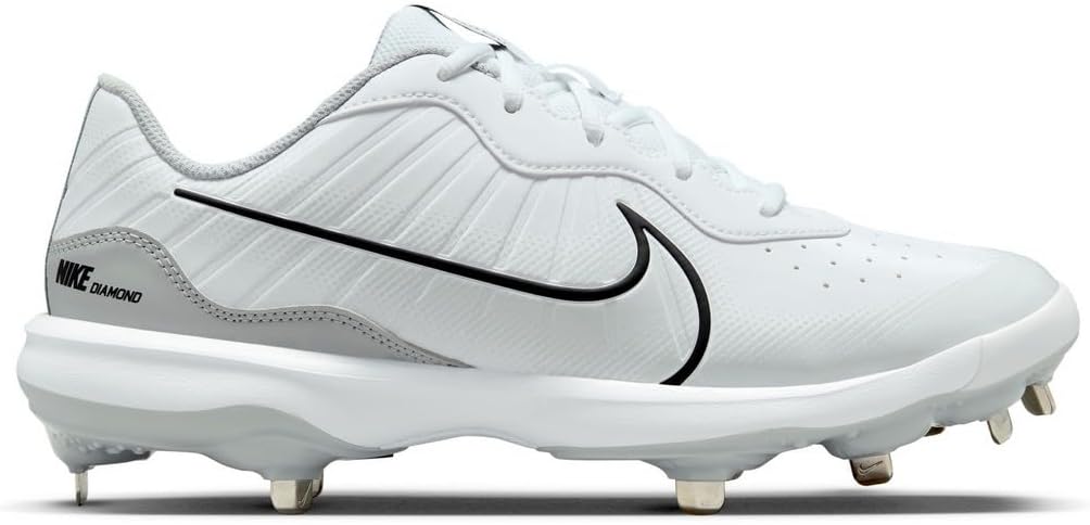 White Gray Size 8 Medium Baseball Cleats N7547