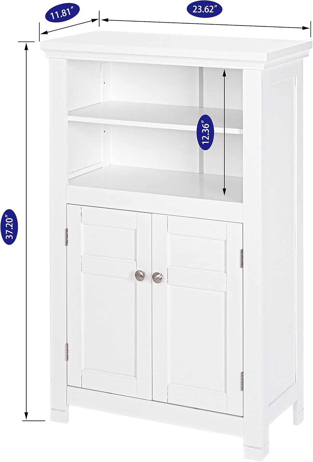 Freestanding Bathroom Cabinet with Doors and Adjustable Shelf, White Q220670
