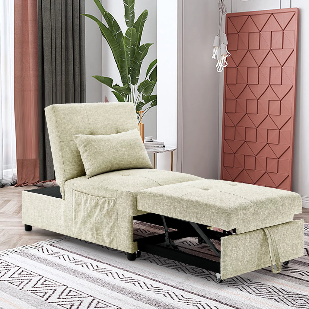 Beige Folding Sofa Bed Chair with Storage Bag S4261