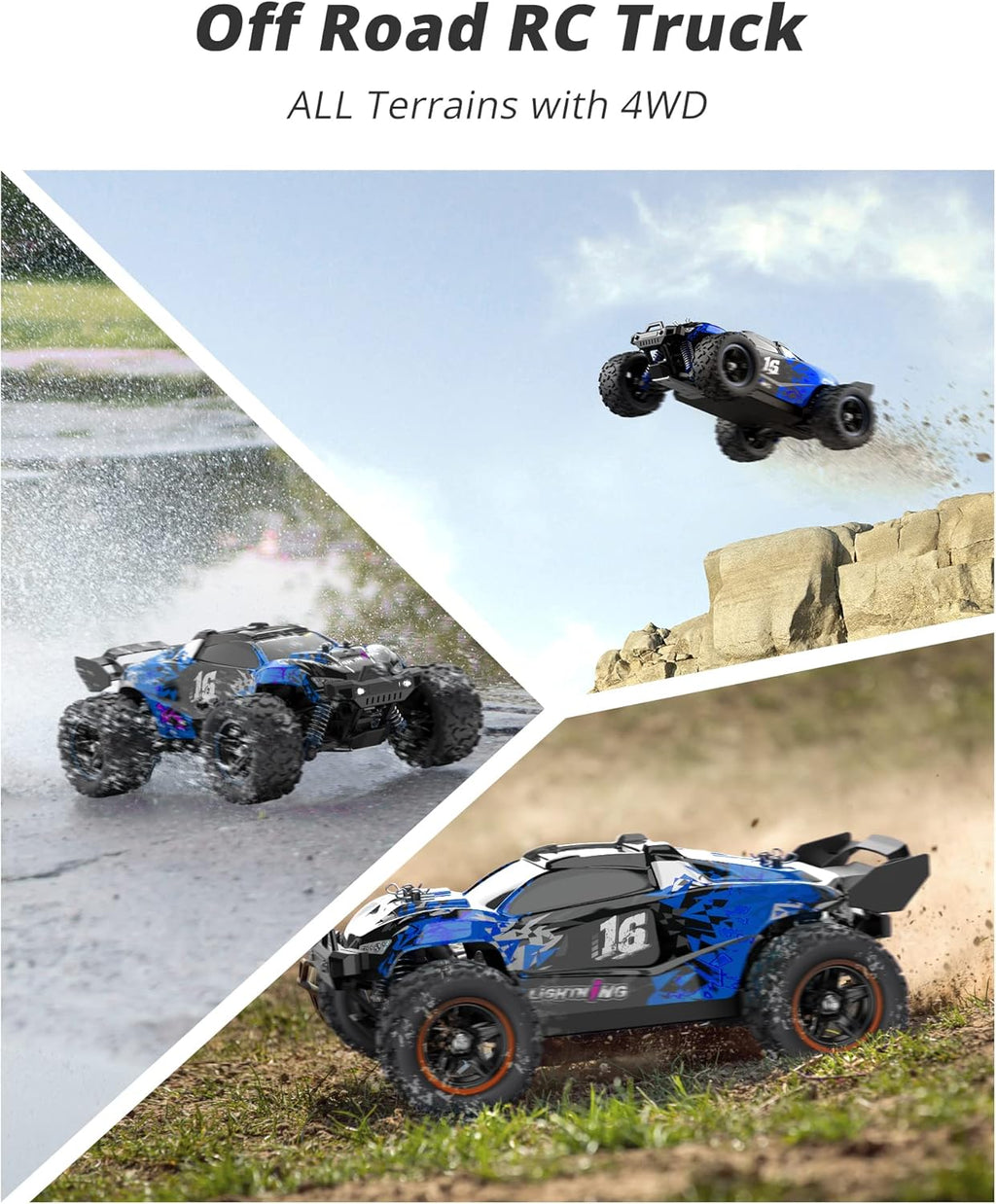 1:18 Scale Brushless 4WD Off-Road Remote Control Car with 2 Rechargeable Batteries I5417