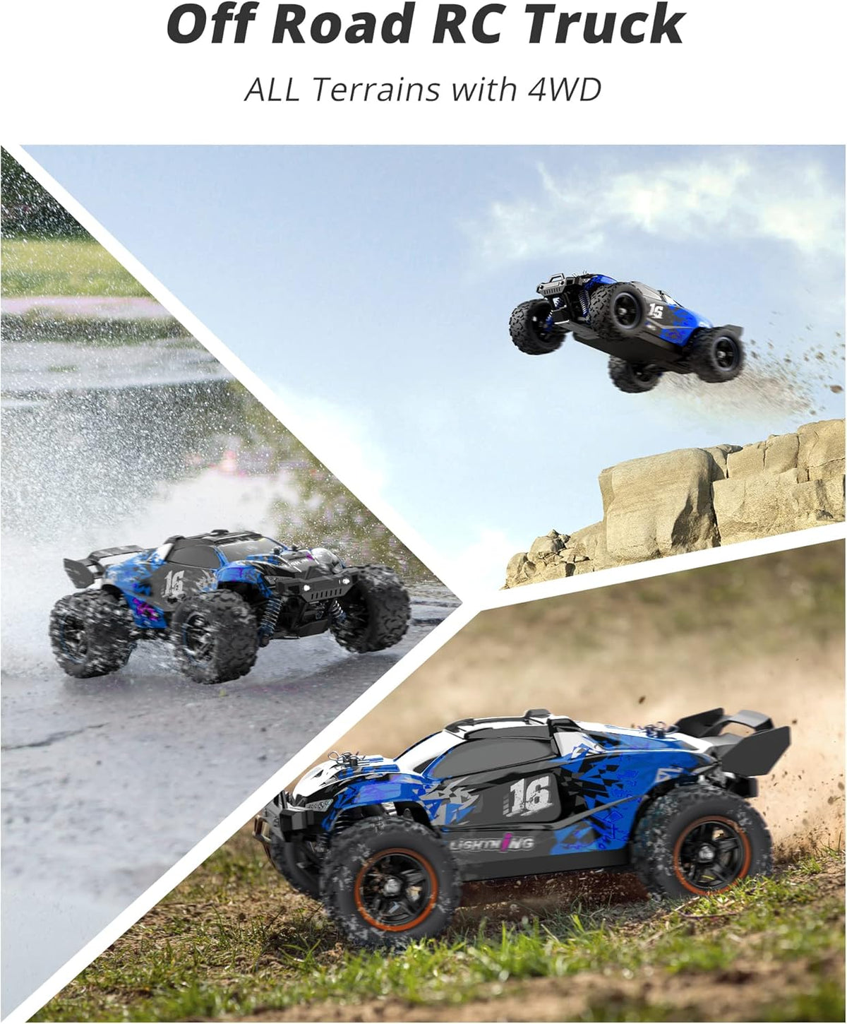 1:18 Scale Brushless 4WD Off-Road Remote Control Car with 2 Rechargeable Batteries I5417