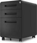 3 Drawer Black Mobile File Cabinet with Lock O106