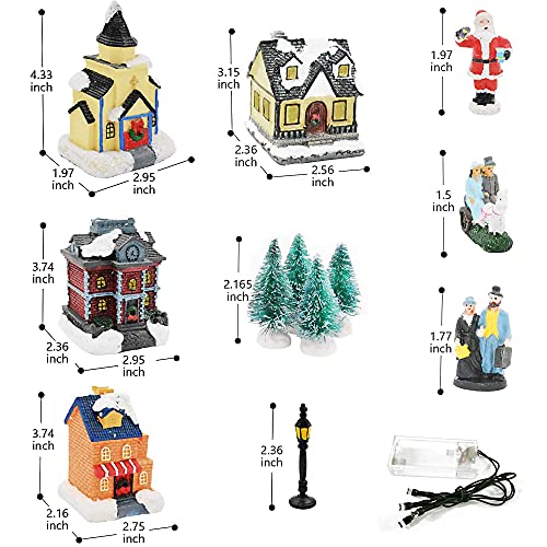 LED Lighted Christmas Village Houses with Figurines X7723