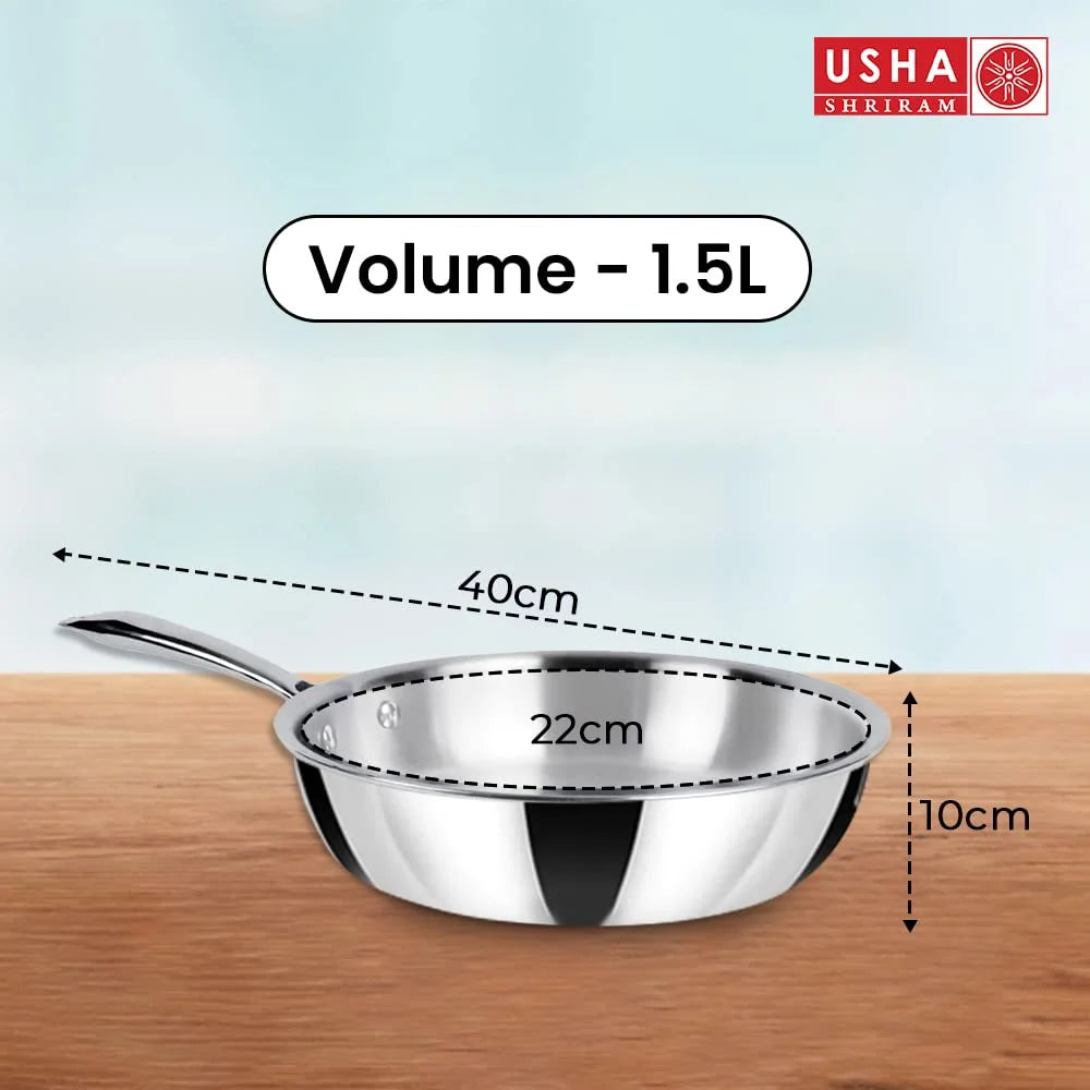 Triply Stainless Steel Frying Pan with Lid I57742