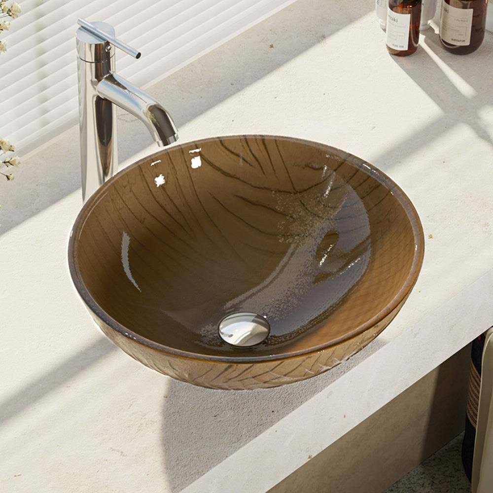 16-5/8x22 Glass Vessel Bathroom Sink with Vessel Faucet V52200