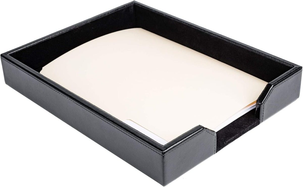 Black Bonded Leather Letter Tray K7448
