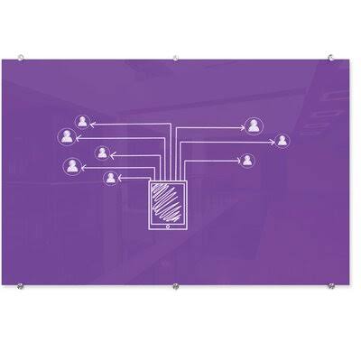 Magnetic Glass Dry Erase Whiteboard, 4x6 Purple H38931