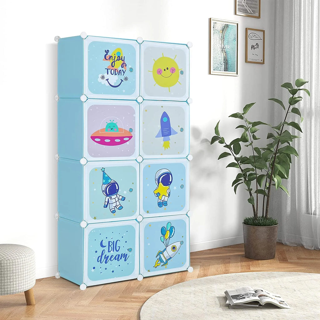 8 Cube Children Wardrobe with Doors and 2 Hanging Sections G372
