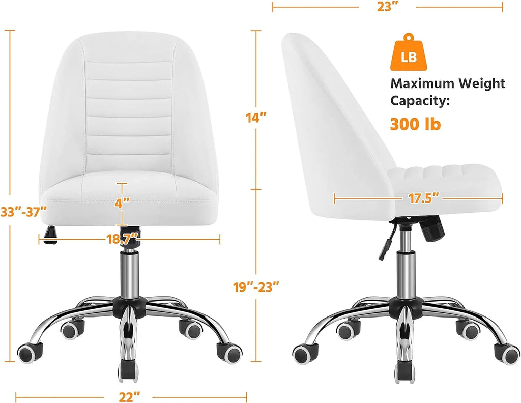 PU Leather Armless Office Chair with Rolling Wheels W26153