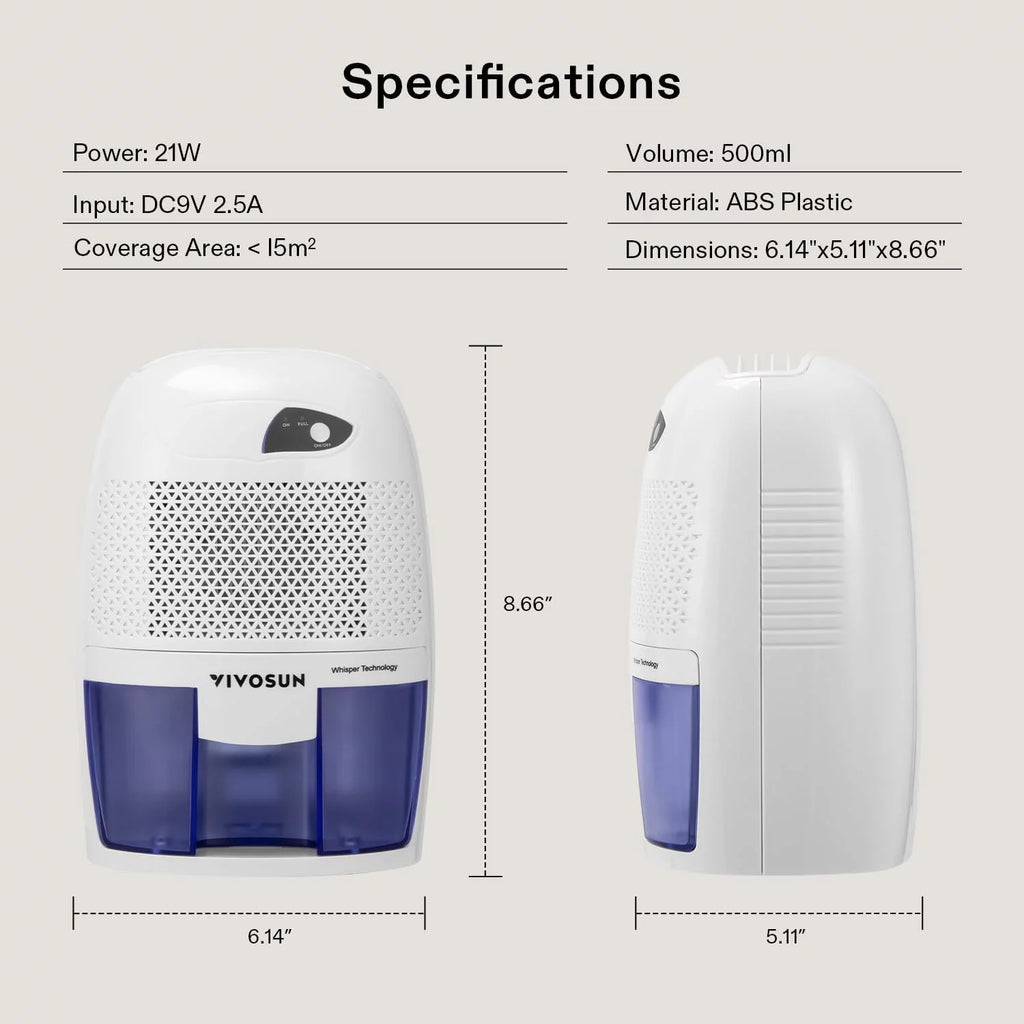 Electric Mini Dehumidifier with 500ML Water Tank G220