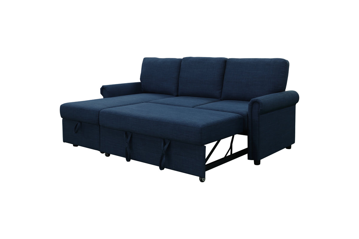 Navy Blue Storage Sofa Bed Reversible Sectional Y817898