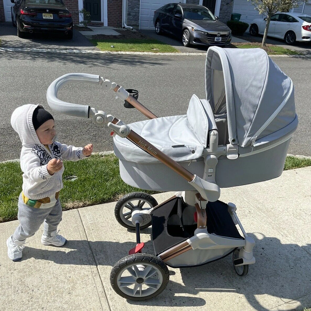 Grey 2 in 1 Baby Stroller with Bassinet Combo U511