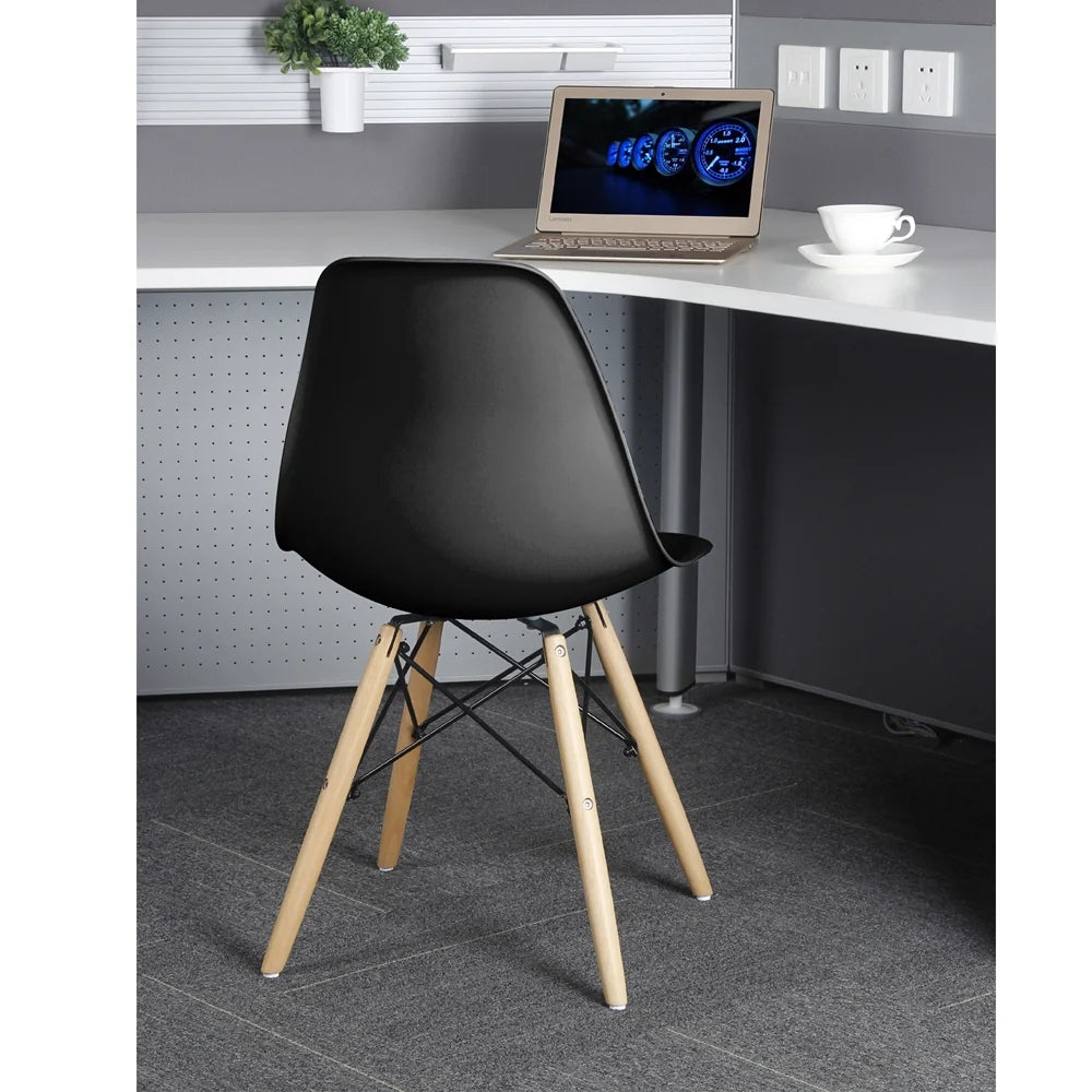 9 Piece Kitchen Table Set with 8 Black Plastic Chairs O1705