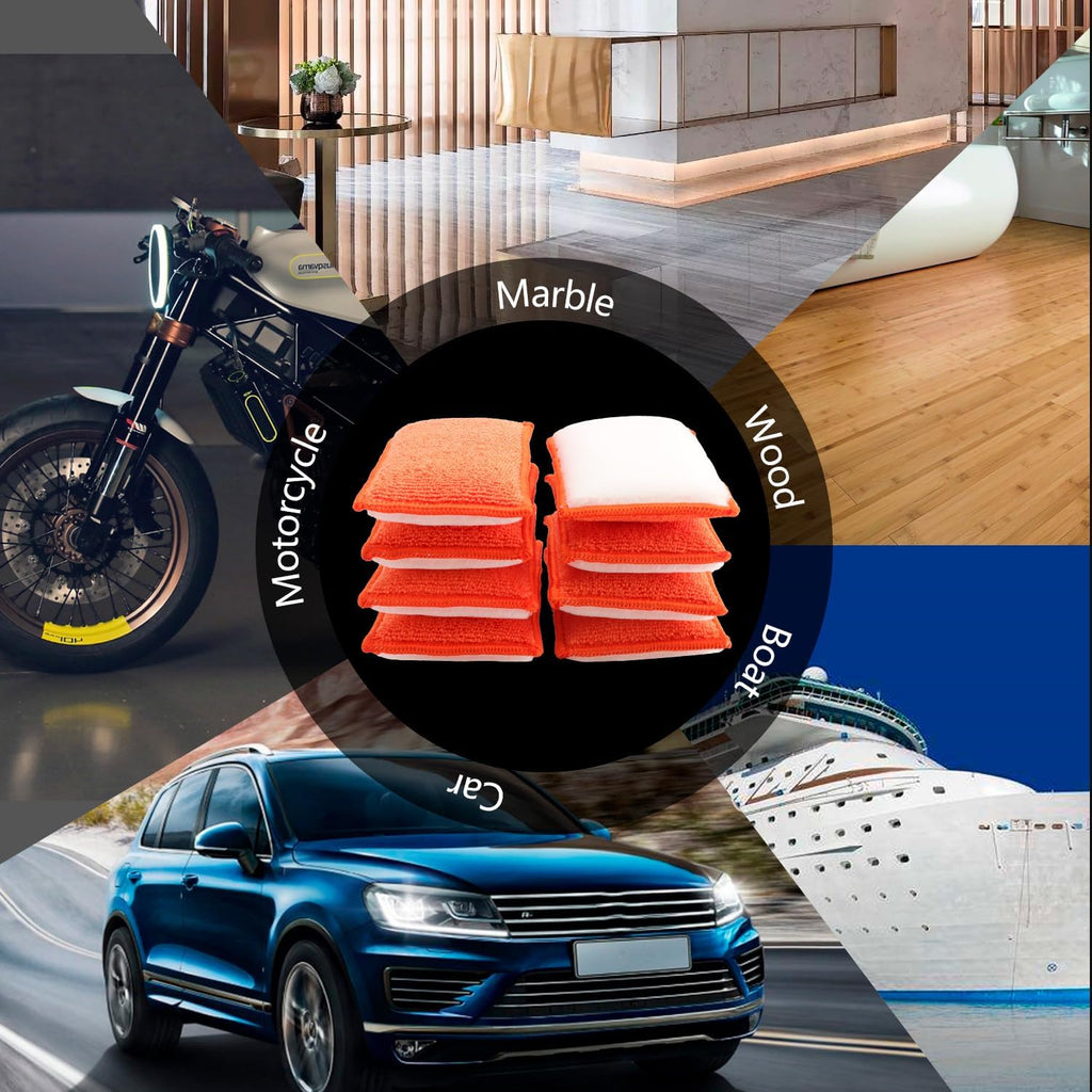 8Pcs Microfiber Car Wax Applicator Sponge, 6in x 3.3in x 0.8in Y25100