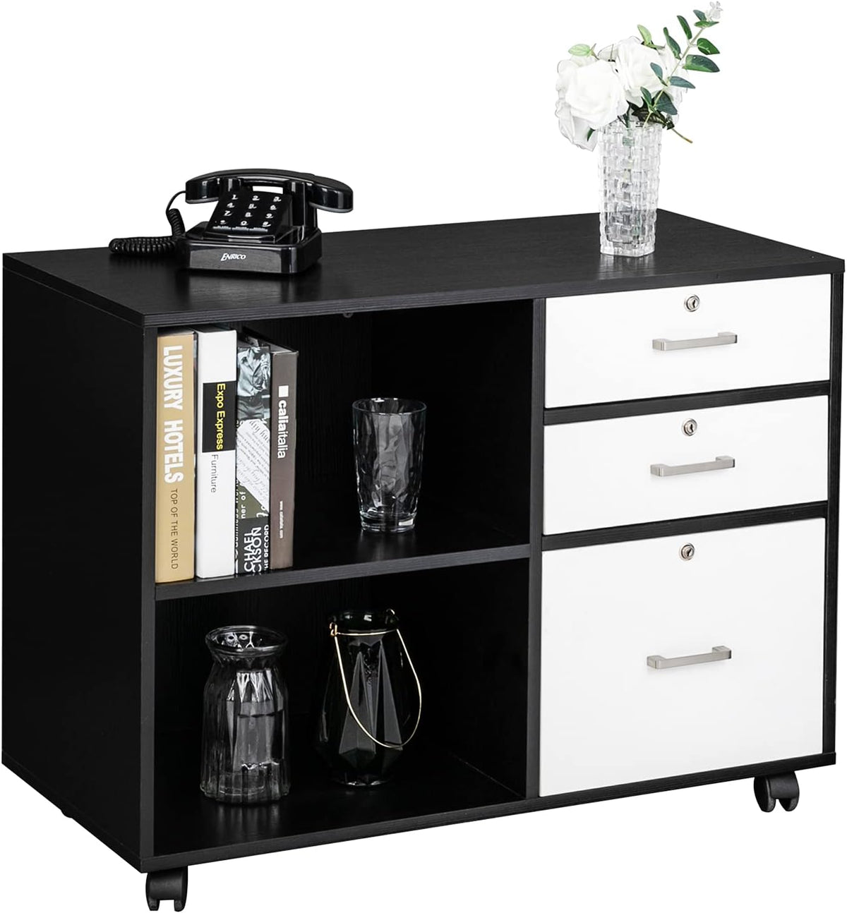 Wood 3 Drawer File Cabinet with Lock W51621