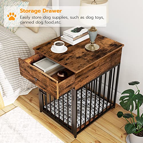 Wooden Dog Crate Furniture with Drawer F214