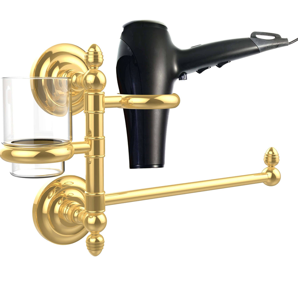 Unlacquered Brass Hair Dryer Holder and Organizer N65562