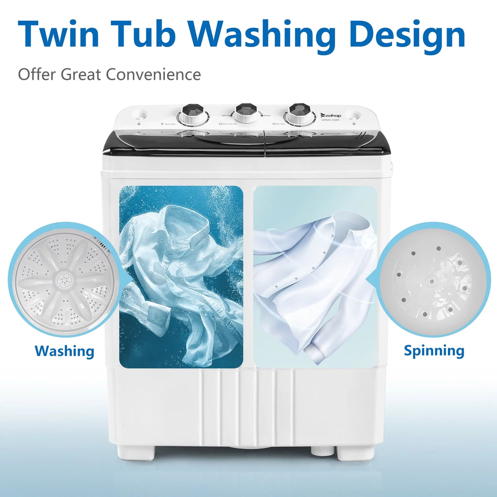 Compact Twin Tub Portable Mini Washing Machine with Drain Pump I871