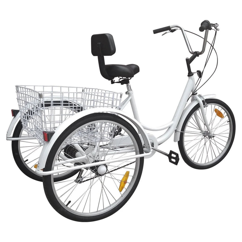 24" 7-Speed 3-Wheel Tricycle with Basket White C586877