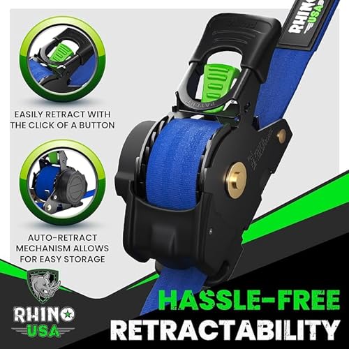 Retractable Ratchet Straps 4-Pack 1 Inch x 10 Feet Black L824589