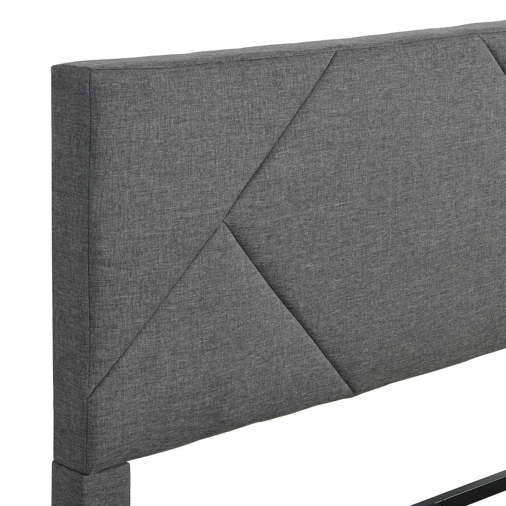 Queen Size Upholstered Platform Bed Frame with Headboard Gray E844