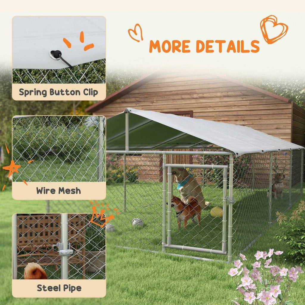 Large Outdoor Dog Kennel with Waterproof UV Resistant Roof A54154