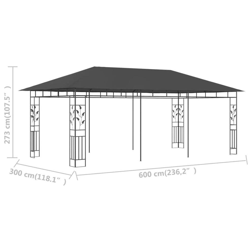 Anthracite Gazebo with Mosquito Net D28621