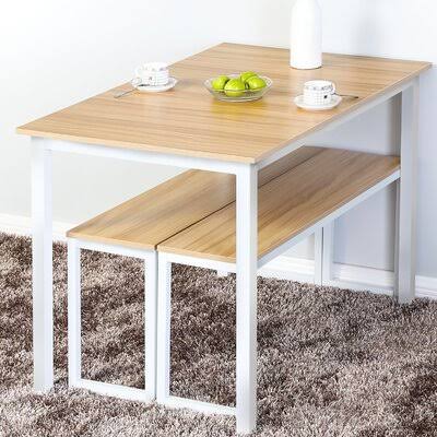 3 Piece Dining Set Light Brown White A279848