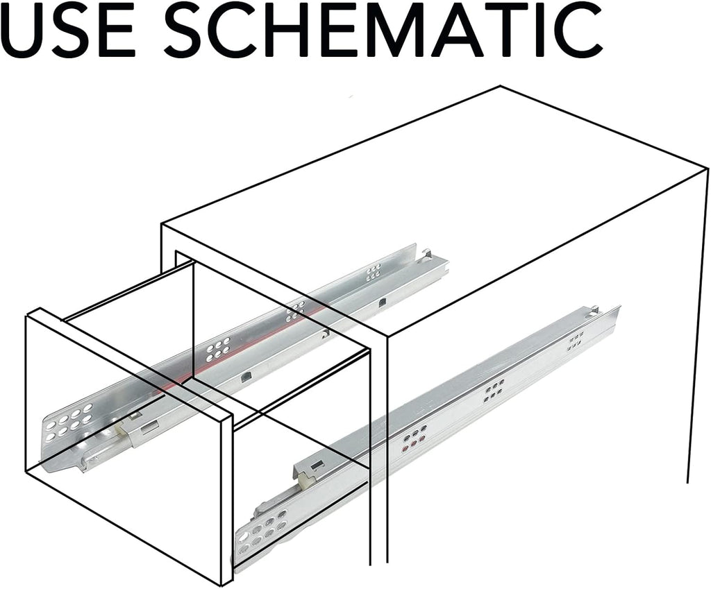 Soft Close Undermount Slide with Rear Bracket and Locking Device, 6 Pair P338