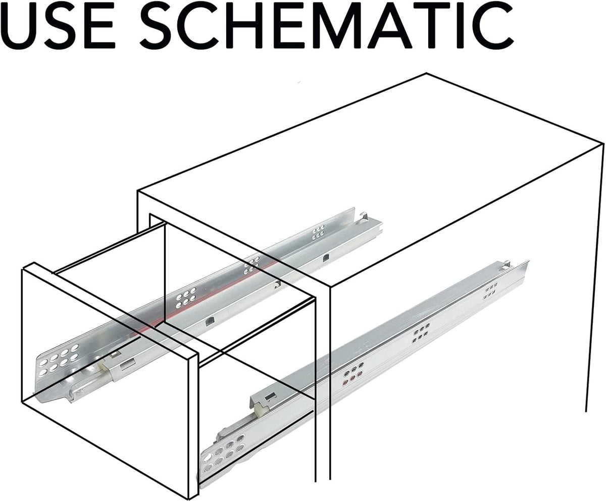 Soft Close Undermount Slide with Rear Bracket and Locking Device, 6 Pair P338
