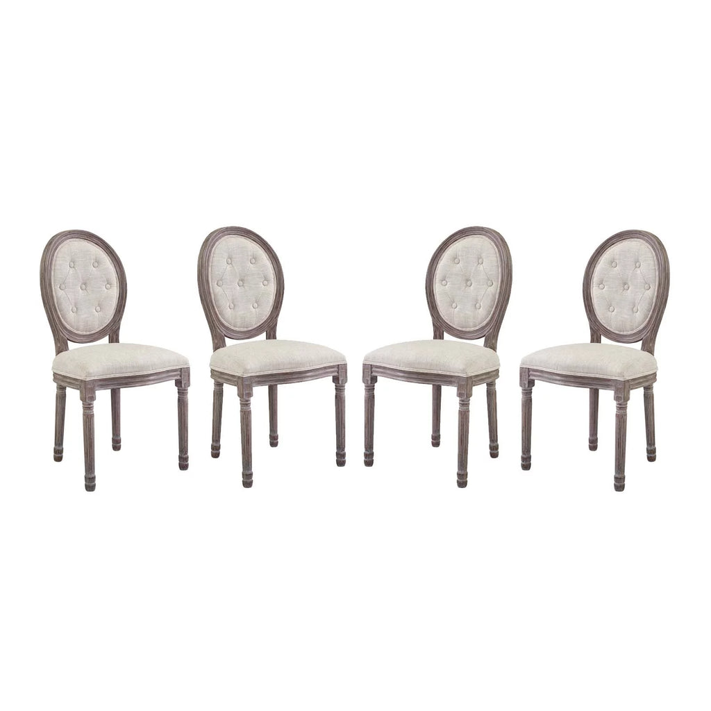 Beige Fabric Wood Dining Chair Set of Four Z542