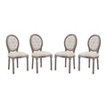 Beige Fabric Wood Dining Chair Set of Four Z542