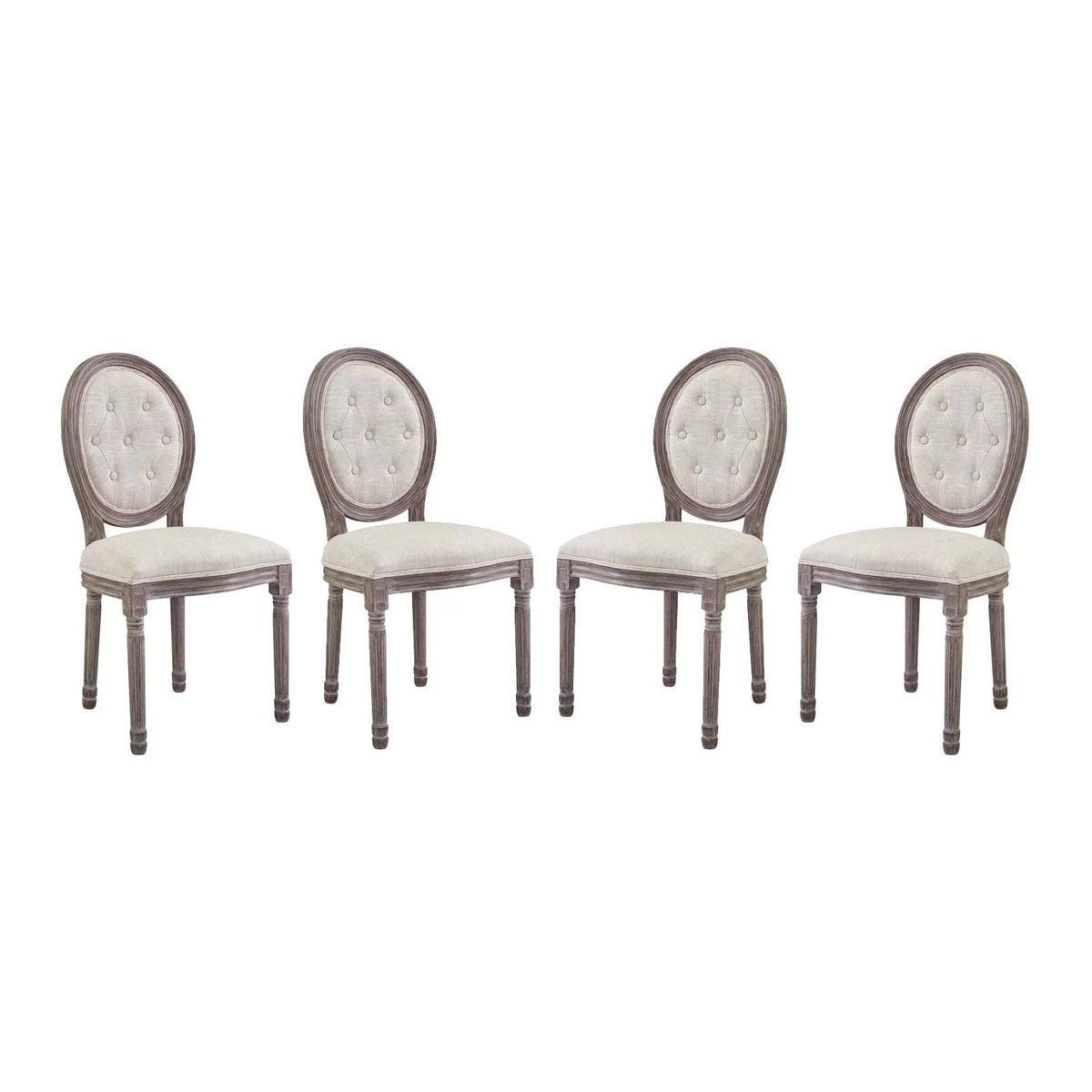 Beige Fabric Wood Dining Chair Set of Four Z542