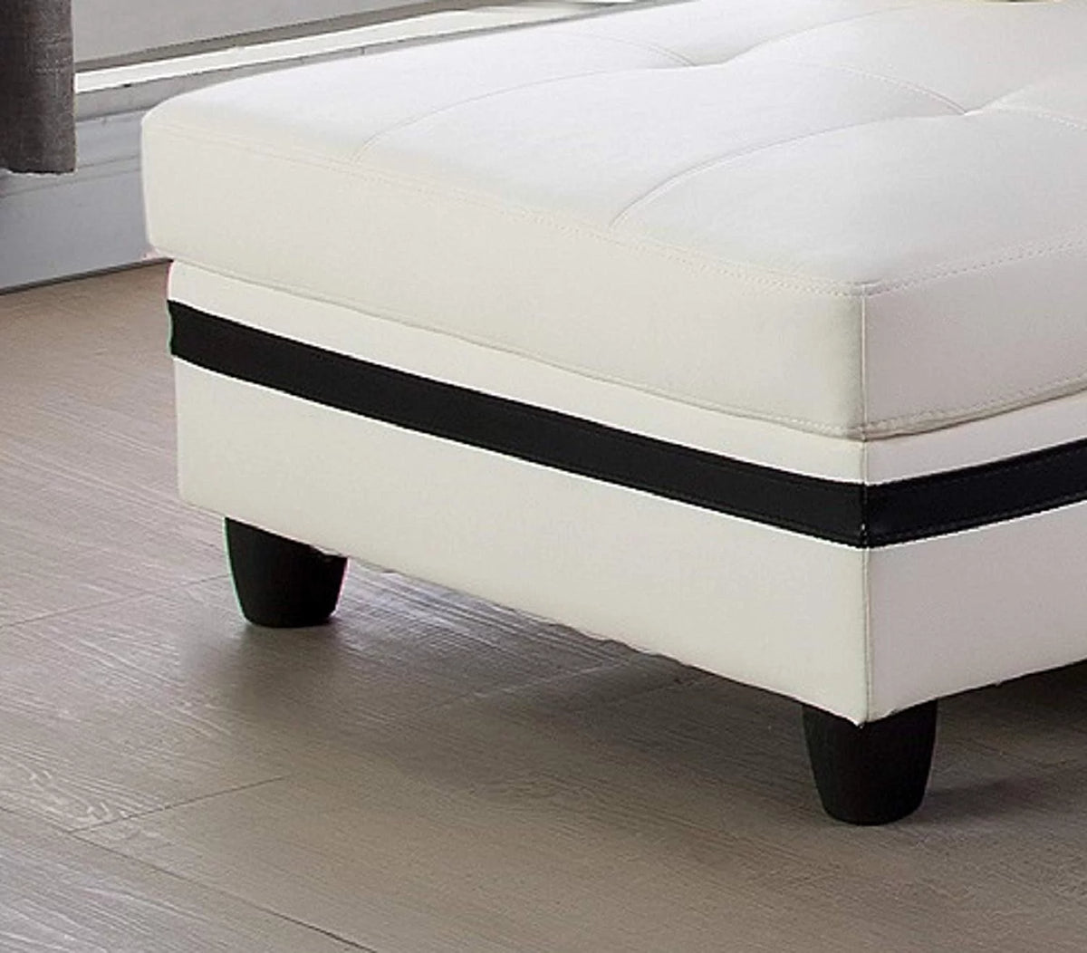 Cream White Black Stripe Left Hand Facing Sectional Sofa Set Z929