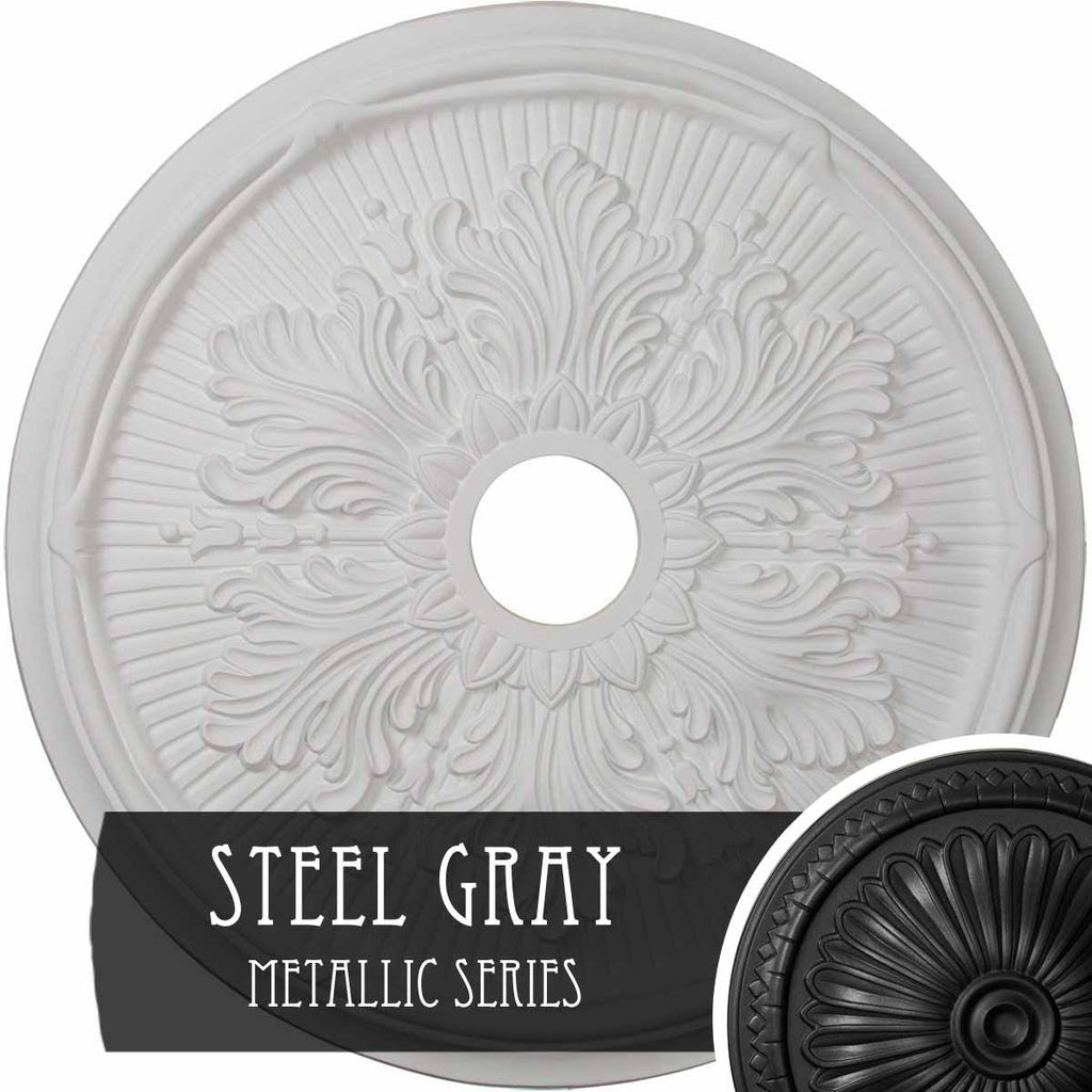 Hand-Painted Steel Gray Ceiling Medallion O624