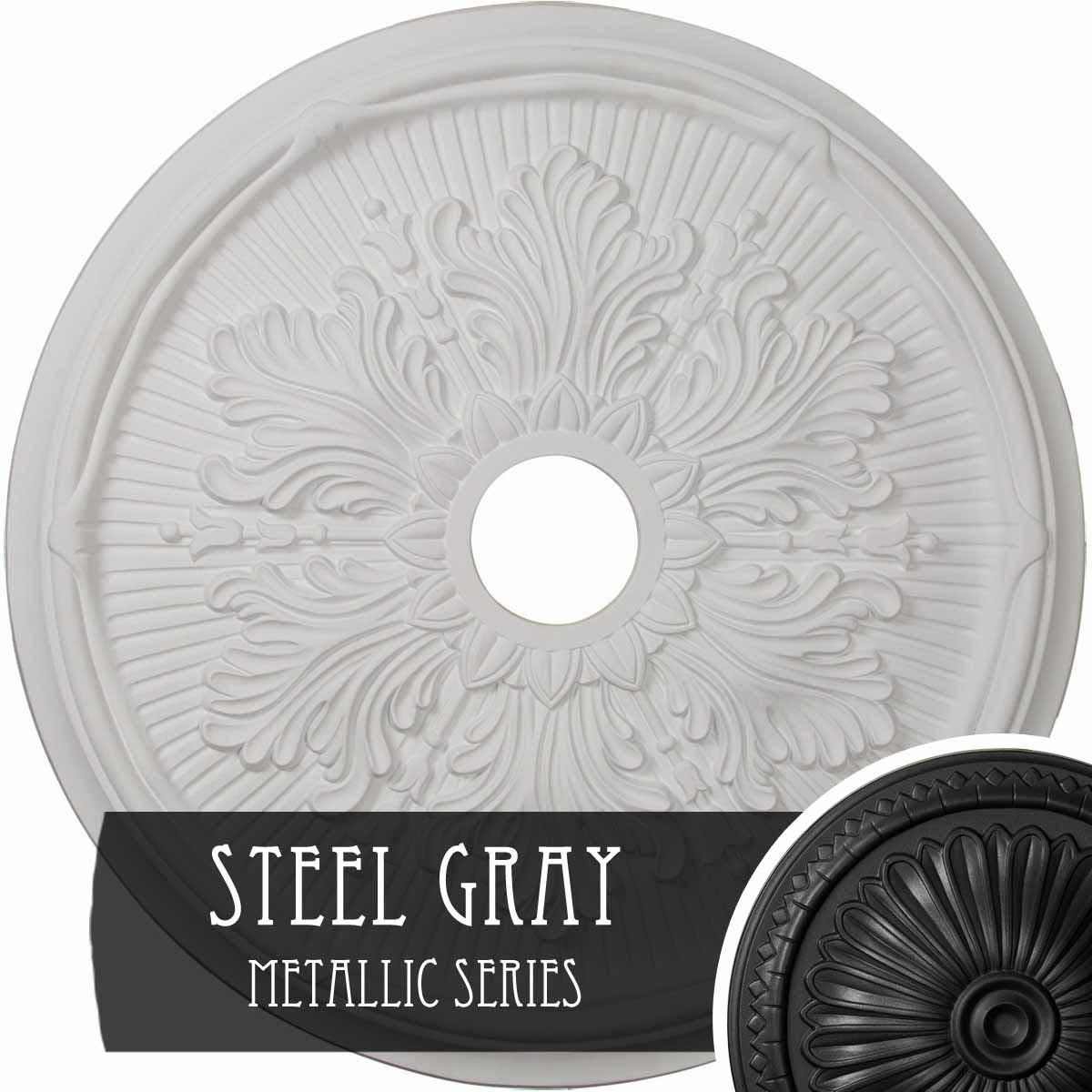 Hand-Painted Steel Gray Ceiling Medallion O624