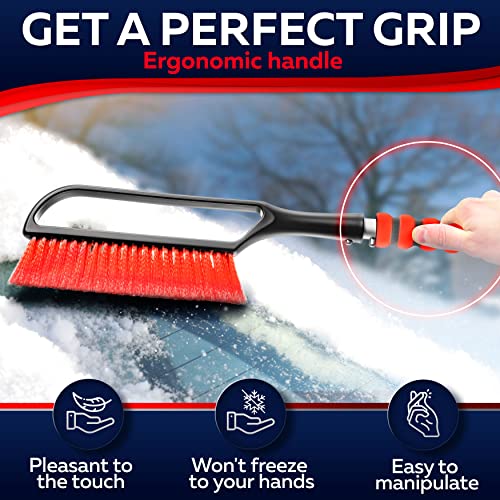 27" Snow Brush & Ice Scrapers with Foam Grip, Detachable, Gray I870