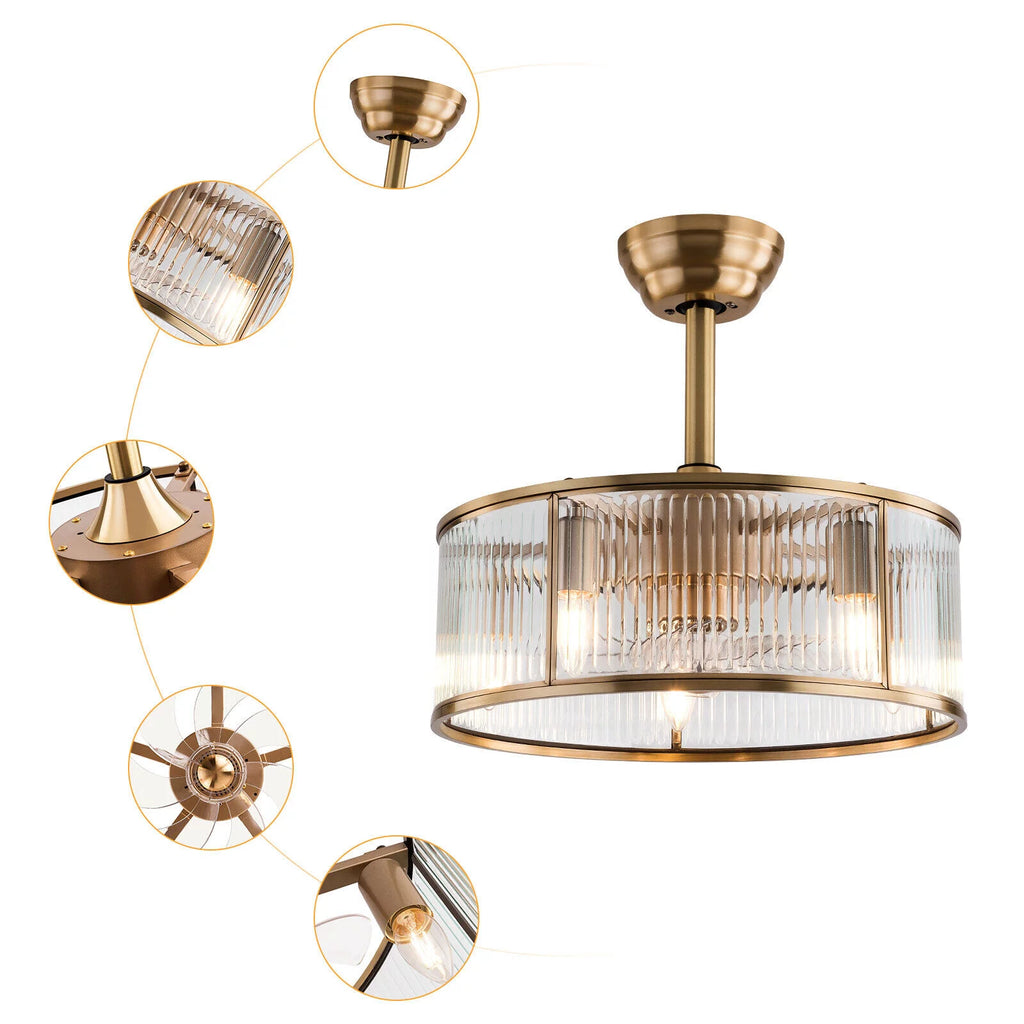 18inch Caged Ceiling Fan Light with Remote Control S195