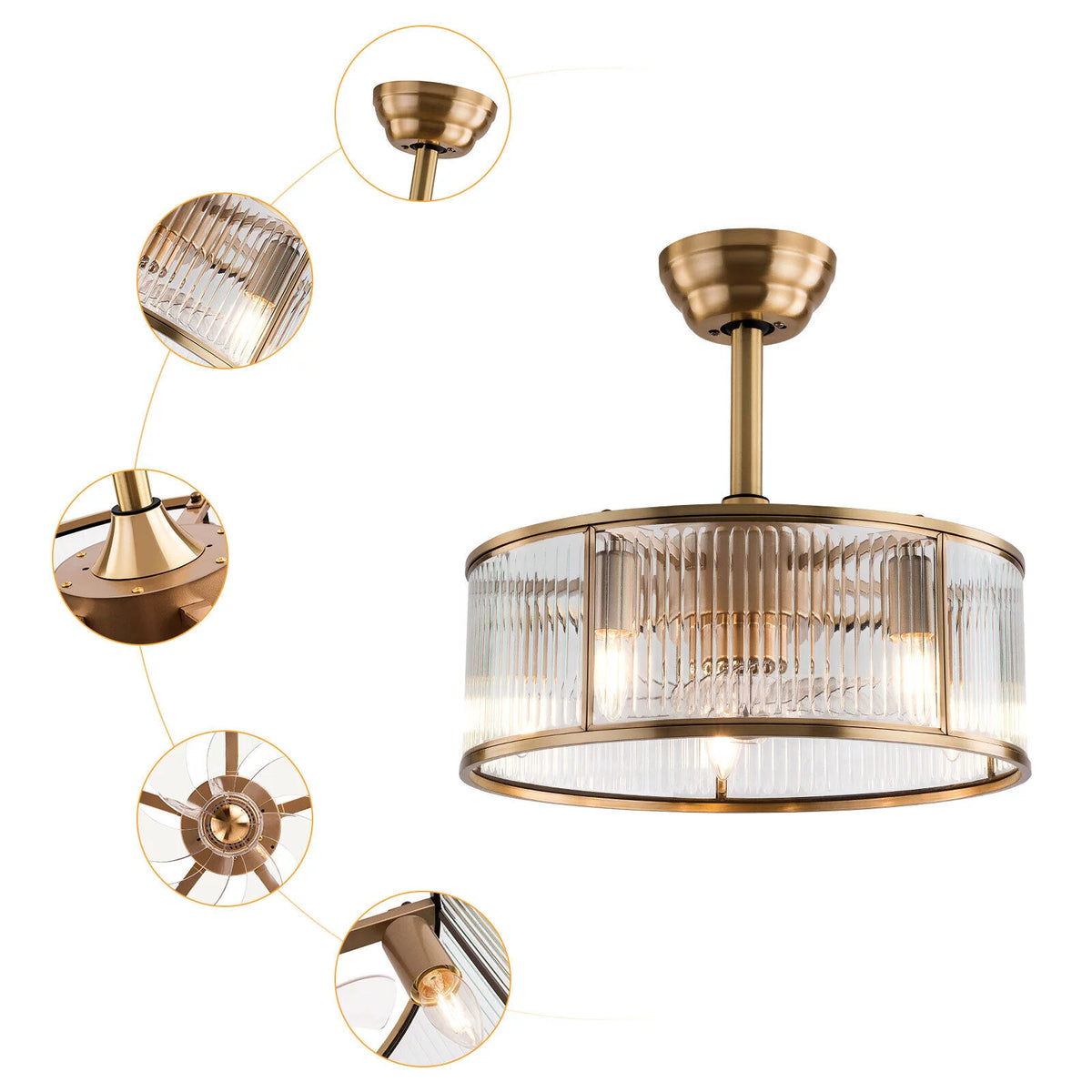 18inch Caged Ceiling Fan Light with Remote Control S195