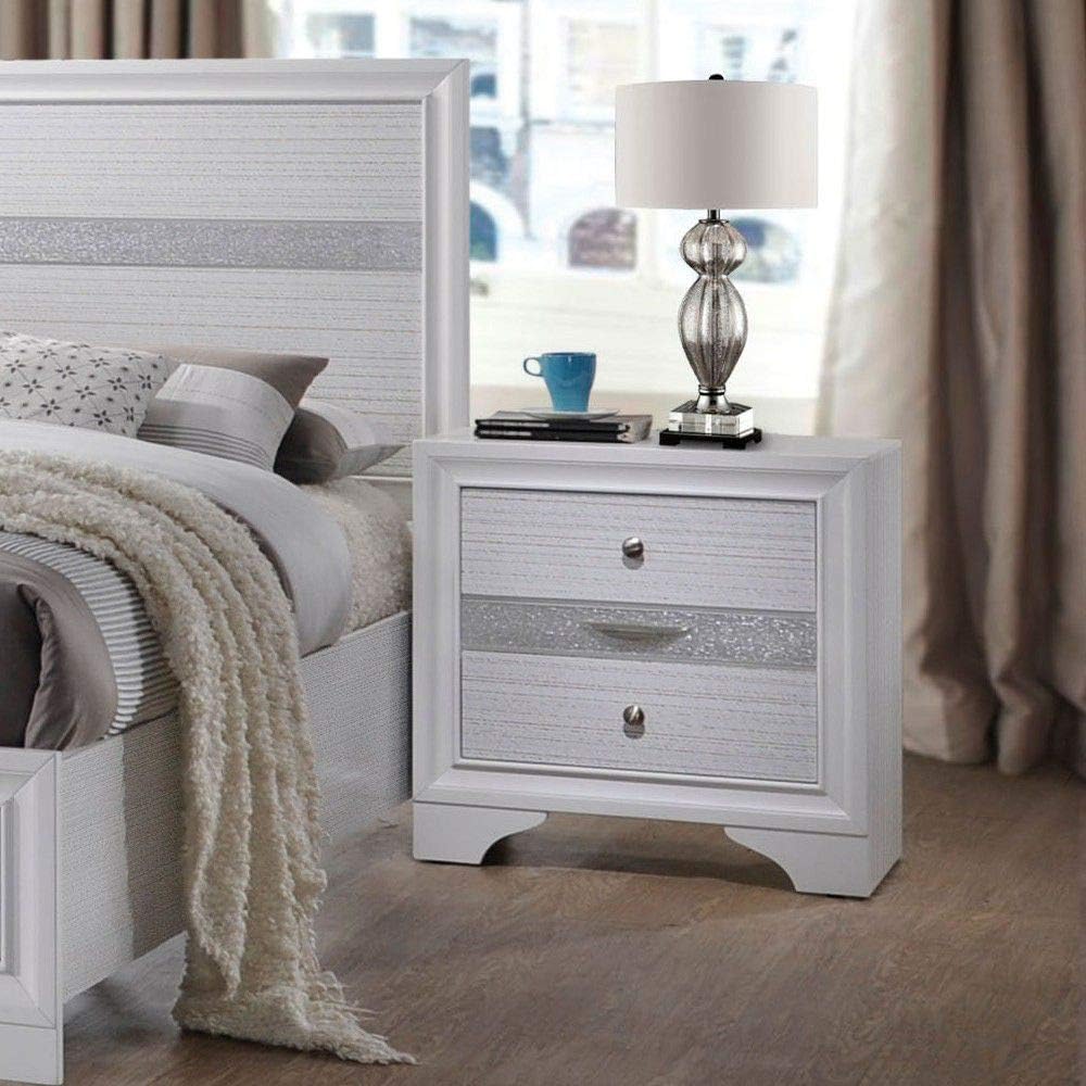 White 2 Drawers Wooden Nightstand P75168