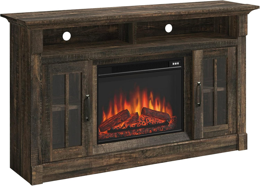 Fireplace Credenza, Carbon Oak Finish T860993