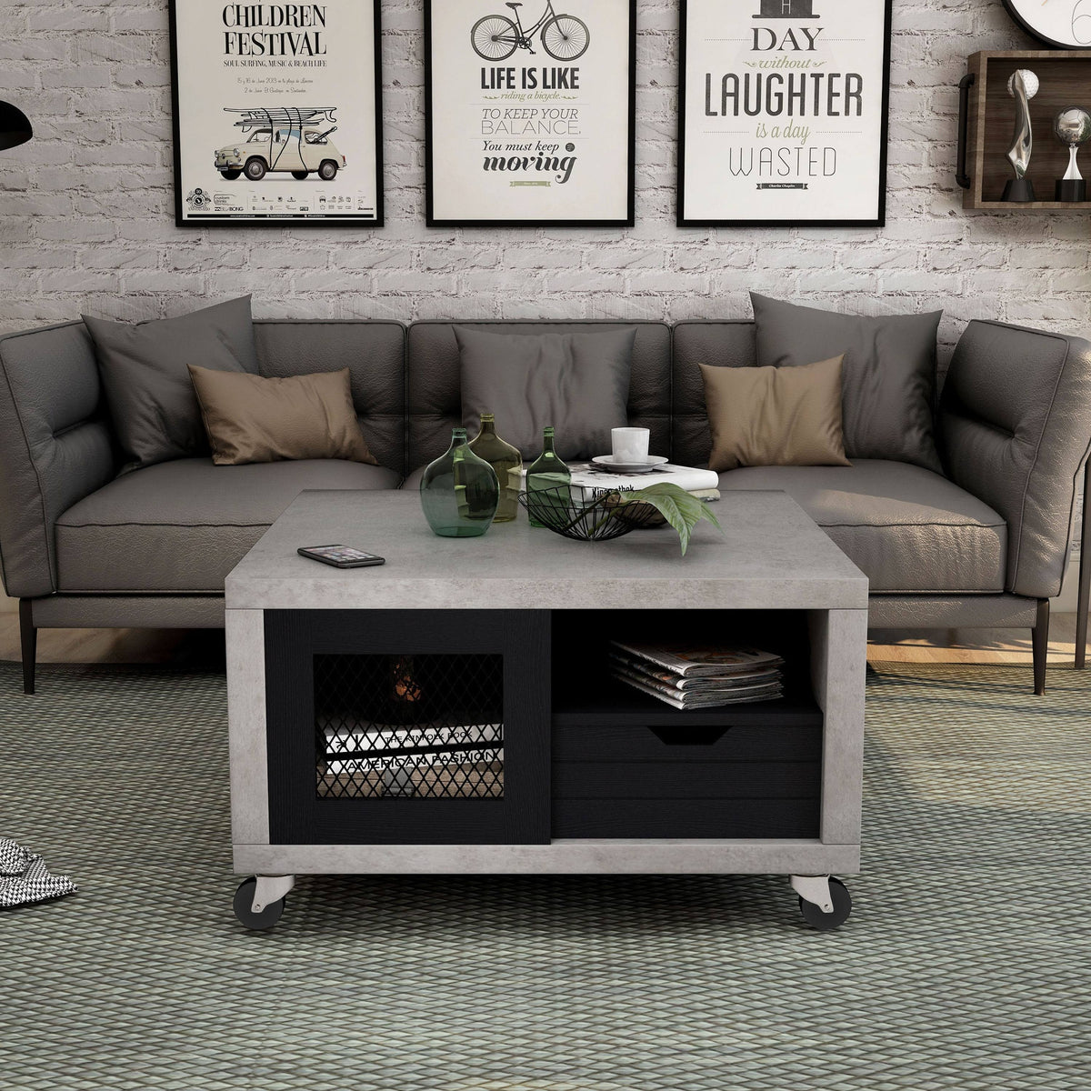 Industrial Multi-Storage Coffee Table H8303